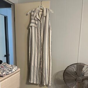 Anthropologie Blue and White Striped Maxi Dress